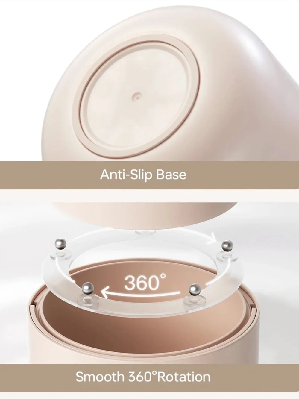Beige Rotating Makeup Organizer with Clear Dust Cover